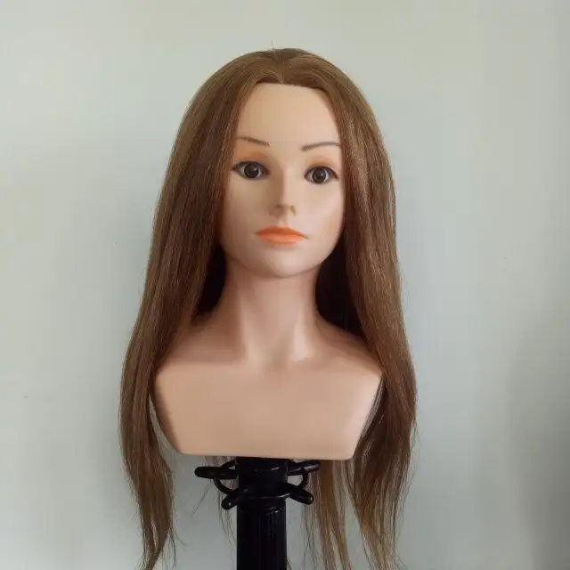Head model women's real hair practice hairdressing modeling head real hair doll teaching head women for wig