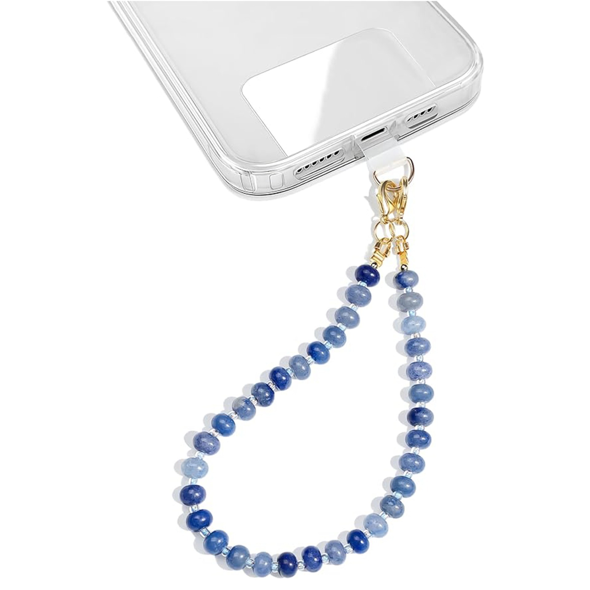 Blue 8mm blue dongling beads-including phone gasket