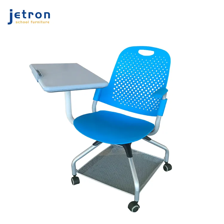 Modern eğitim plastik ergonomik döner masa sandalye kolej sınıf mobilyası çocuk çalışma masası sandalye