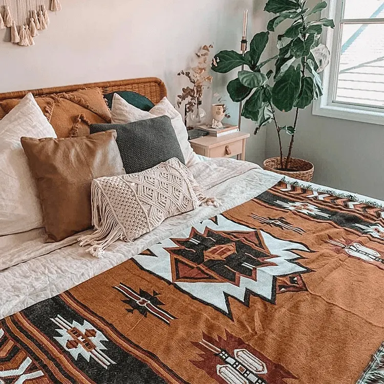 Jeter couverture pique-nique avec gland canapé-lit décoratif Boho housse de canapé couvertures Plaid pour Style nordique Ins adapté à l'été