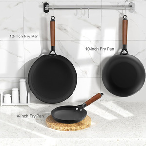 鋳鉄製調理器具セット8インチ10インチ12インチノンスティックスキレットとフライパンインダクションクッカー用 - Product Image 5