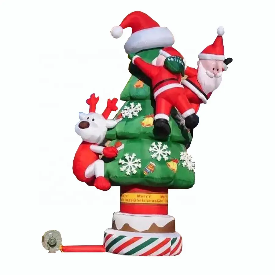 Inflables modelo de árbol de pino de Navidad con Papá Noel trepador y soplador de aire para promoción de decoración de patio