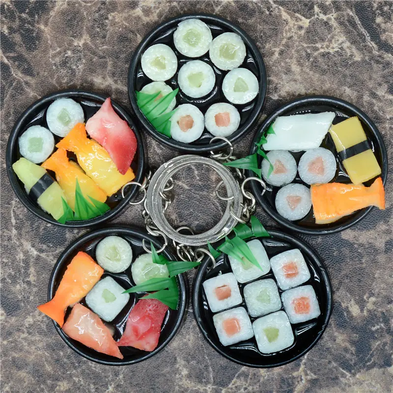 new design Custom PVC 3D mini food sushi keychain with factory price
