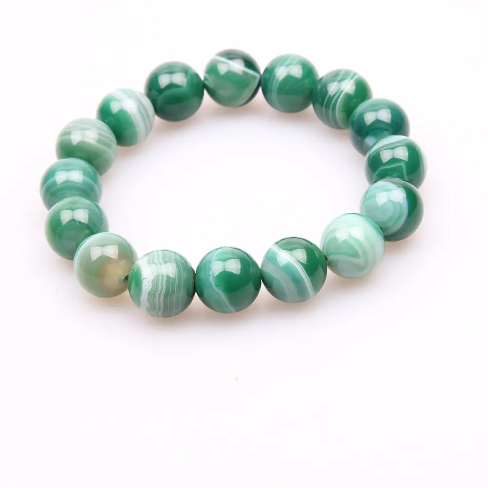 Vert Rayé Naturel Perles de Prière Bouddhiste Bracelet En Agate Naturel À Rayures Colorées Agate Bracelets de Charme Pour Bijoux