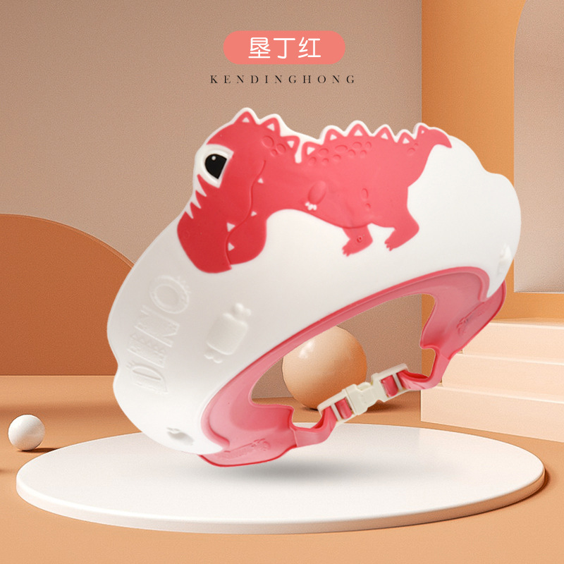 Bonnet de shampoing dinosaure rouge