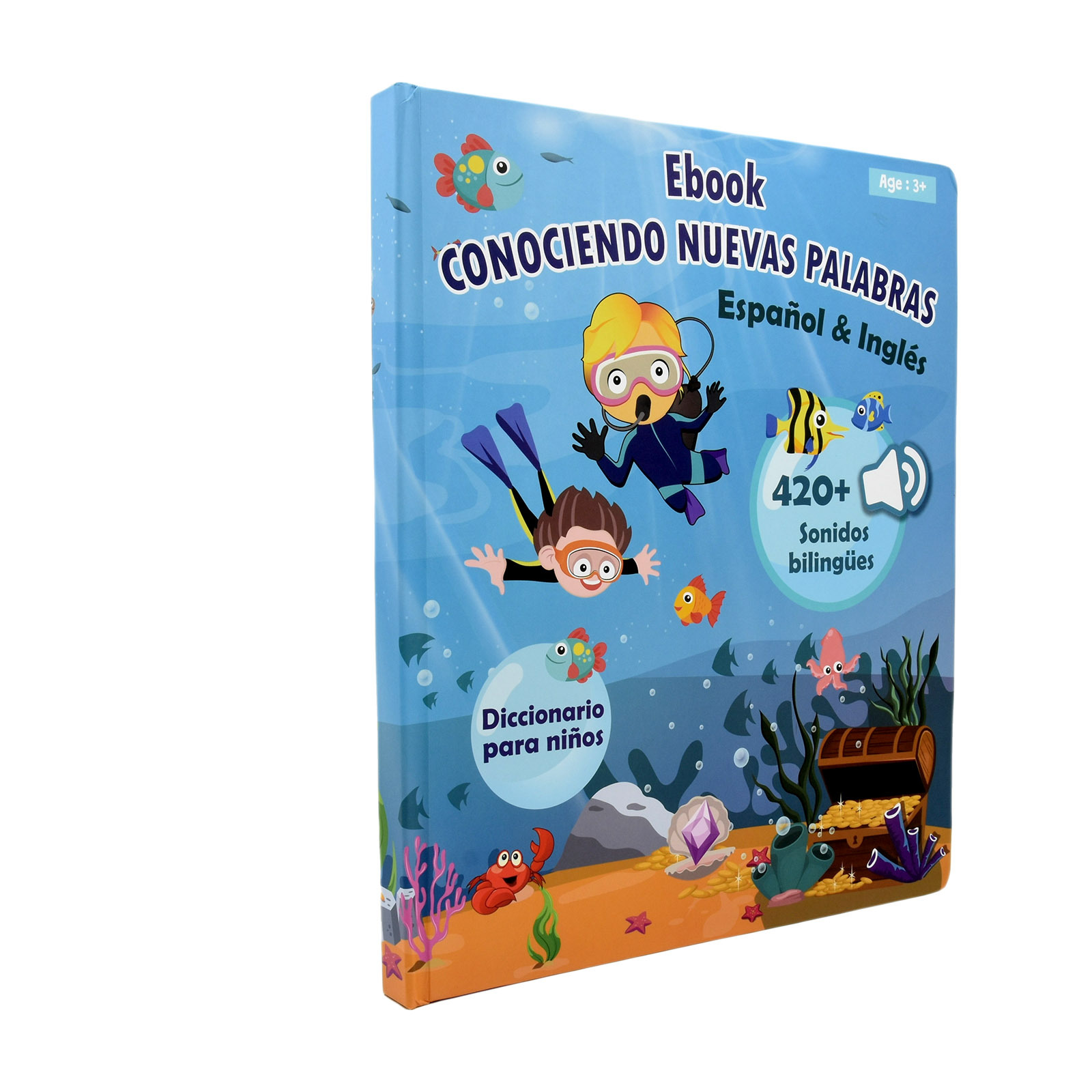 Libro grande bilingüe español-inglés con puntero y clic