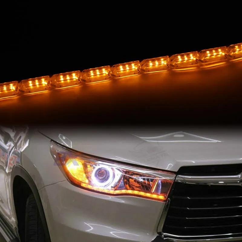 DRL Lampu Berjalan Siang Hari Fleksibel Lembut Tabung Panduan Mobil LED Strip Putih Merah Sein Kuning Tahan Air