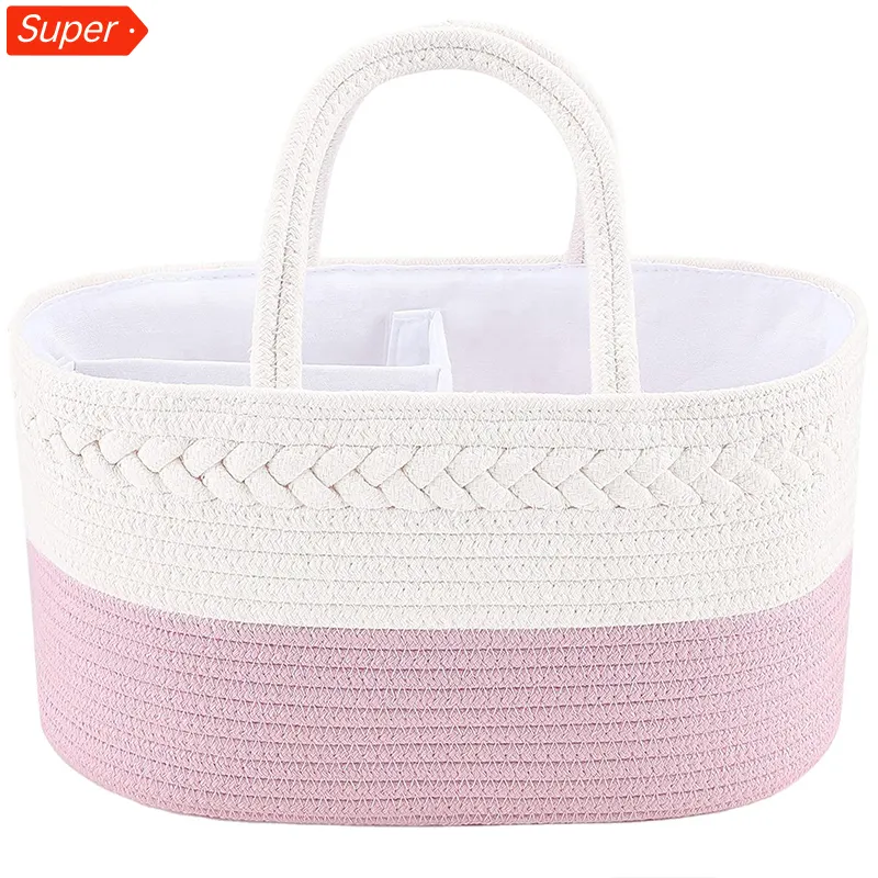 Cesta portátil luxuosa para fraldas, cesta de algodão com grande capacidade para trocar de fraldas de bebê