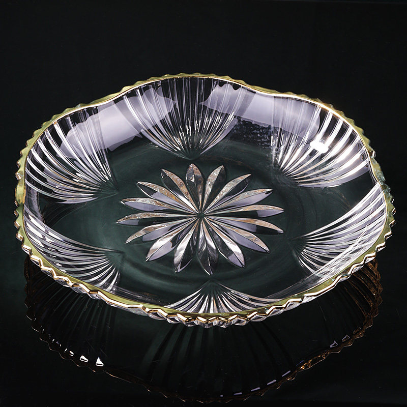 Assiette à fruits pissenlit transparente grand format - diamètre 33 cm