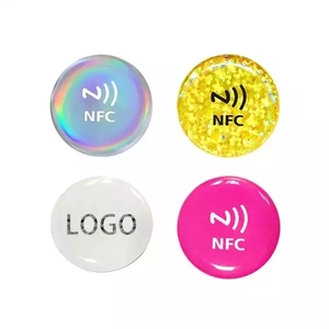 Toptan özel programlanabilir dijital sosyal medya 213 216 kayıp bulundu PVC epoksi yuvarlak RFID epoksi akıllı NFC dokunun etiketi anahtarlık - Product Image 6
