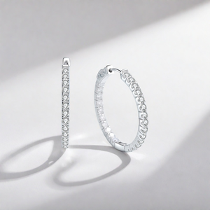 2025年声明ファインファッションジュエリー925スターリングシルバー女性用ホワイト3cmビッグMoissaniteフープイヤリング