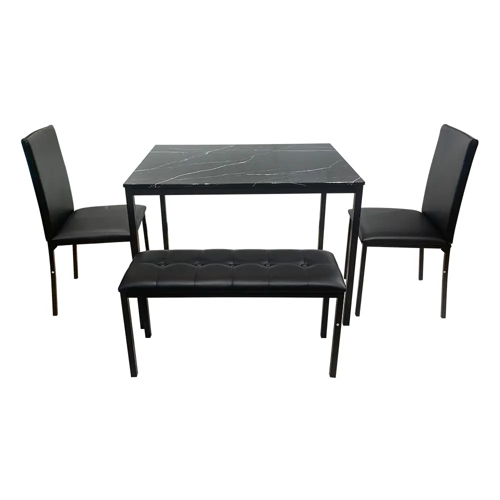 Table de cuisine rembourrée en Faux marbre, ensemble de salle à manger Compact, de style salle à manger, avec banc et 2 chaises, 4 pièces