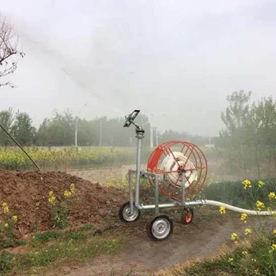 Sistema de riego para granja, carrete de manguera de viaje, equipo de máquina de riego con pistola de lluvia grande
