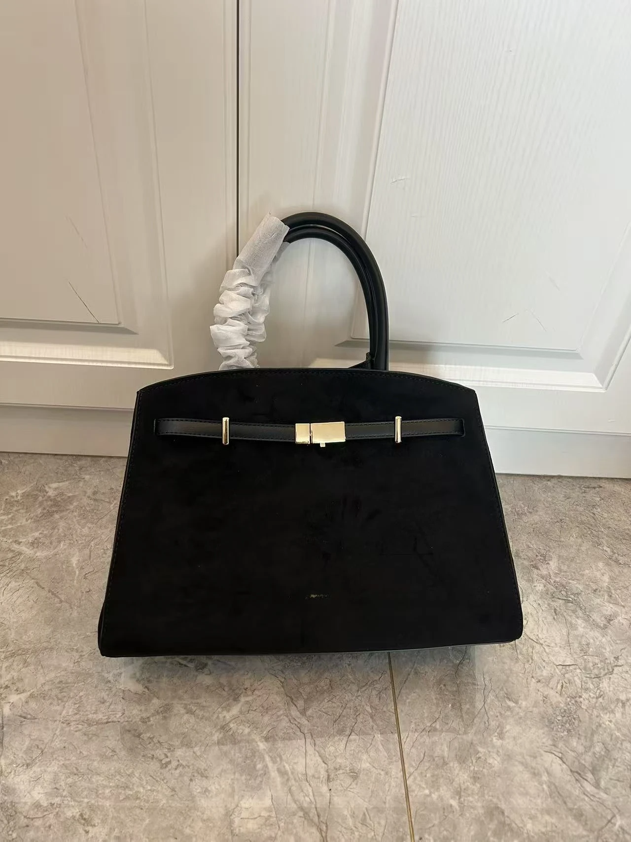Black suede material