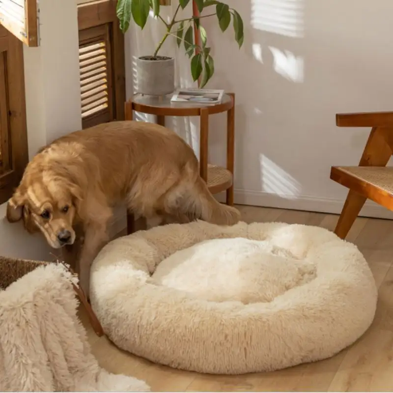 Ciambella calmante originale in cotone rotondo letto per cani e gatti in cuscino per cani shag morbido cuscino per letto caldo per cani di piccola taglia