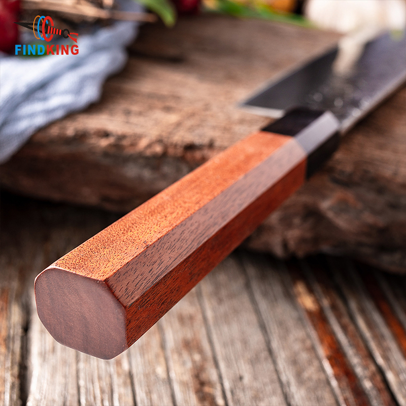 Handmade Forged Stainless Carbon Steel Cooking Chef Knife 8 Inch Nakiri Knife 2 pcs Japanese Octagonal Handle Kitchen Knife