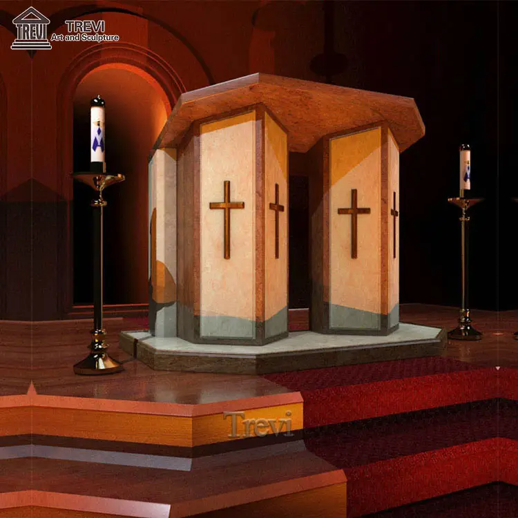 Púlpito de piedra de mármol de iglesia moderna interior grande de alta calidad con Cruz para la venta