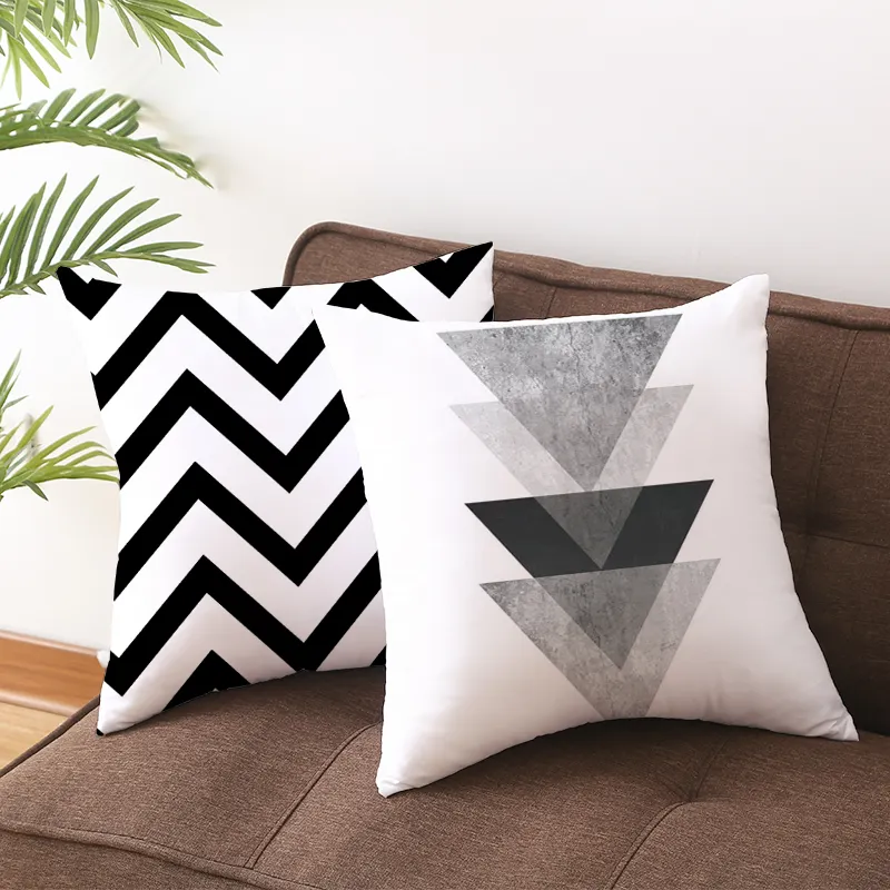 Black and white crown printed pillow cover throw pillow case cushion cover with zipper