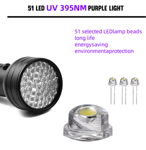 Tốt nhất siêu đa chức năng cầm tay EDC UV đen Torch Pet nước tiểu Detector 395nm UV đèn Pin 51 Led đen ánh sáng số lượng lớn kho - Product Image 5
