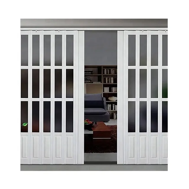 Divisores de habitación Comercial, puerta de acordeón Interior, puerta plegable de PVC de alta calidad con cristal para Cocina
