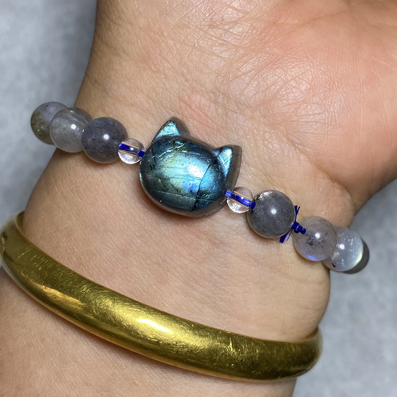 labradorite cat head bracelet