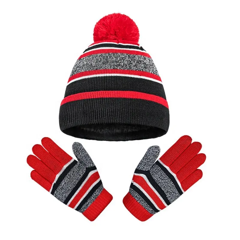Örme sıcak kış şapka eldiven setleri bebek Caps Set yürümeye başlayan küçük kız çocuklar için kış şapka ve eldiven ve eşarp