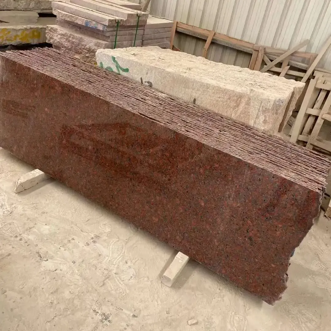 AST OEM/ODM Granit glänzende Oberfläche feste Oberfläche Außen dekoration geflammt polierte Tan Brown Granit fliesen für Boden und Wand