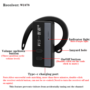 999 kanallar 2.4GHz uzun Distance180m kablosuz tur rehberi sistemi Walkie Talkie asılı boyun tipi radyo öğretim eğitim - Product Image 3