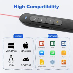 Presentazione Clicker PowerPoint PPT Clicker con puntatore Laser, presentatore Wireless RF 2.4GHz Clicker remoto per Powerpoint - Product Image 4