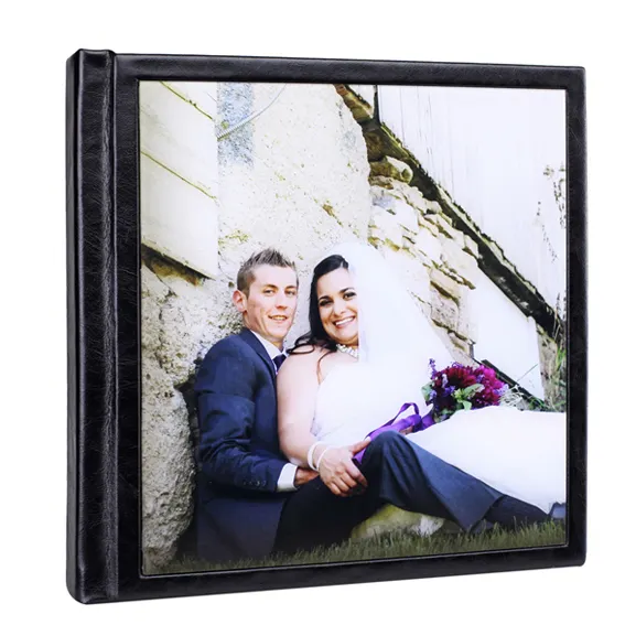 Couverture en cuir avec fenêtre acrylique Album photo pour photographes