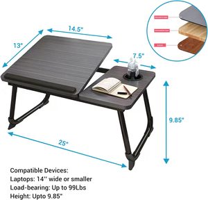 Shaohua-Mesa de cama portátil multifuncional con altura ajustable para ahorro de espacio, con portavasos, escritorio de aprendizaje plegable - Product Image 1
