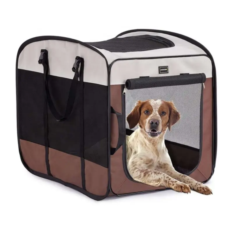 Köpek kulübesi ve kasalar taşınabilir Pop Up kapalı evcil hayvan kafesi, katlanabilir seyahat sandık kaçış geçirmez (32 inç)