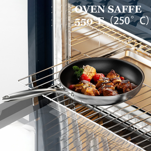 Oem chấp nhận được pfas miễn phí Bộ đồ nấu nướng màu đen Lớp phủ gốm chậu và Chảo thép không gỉ không dính chảo không có đinh tán cảm ứng cơ sở - Product Image 4