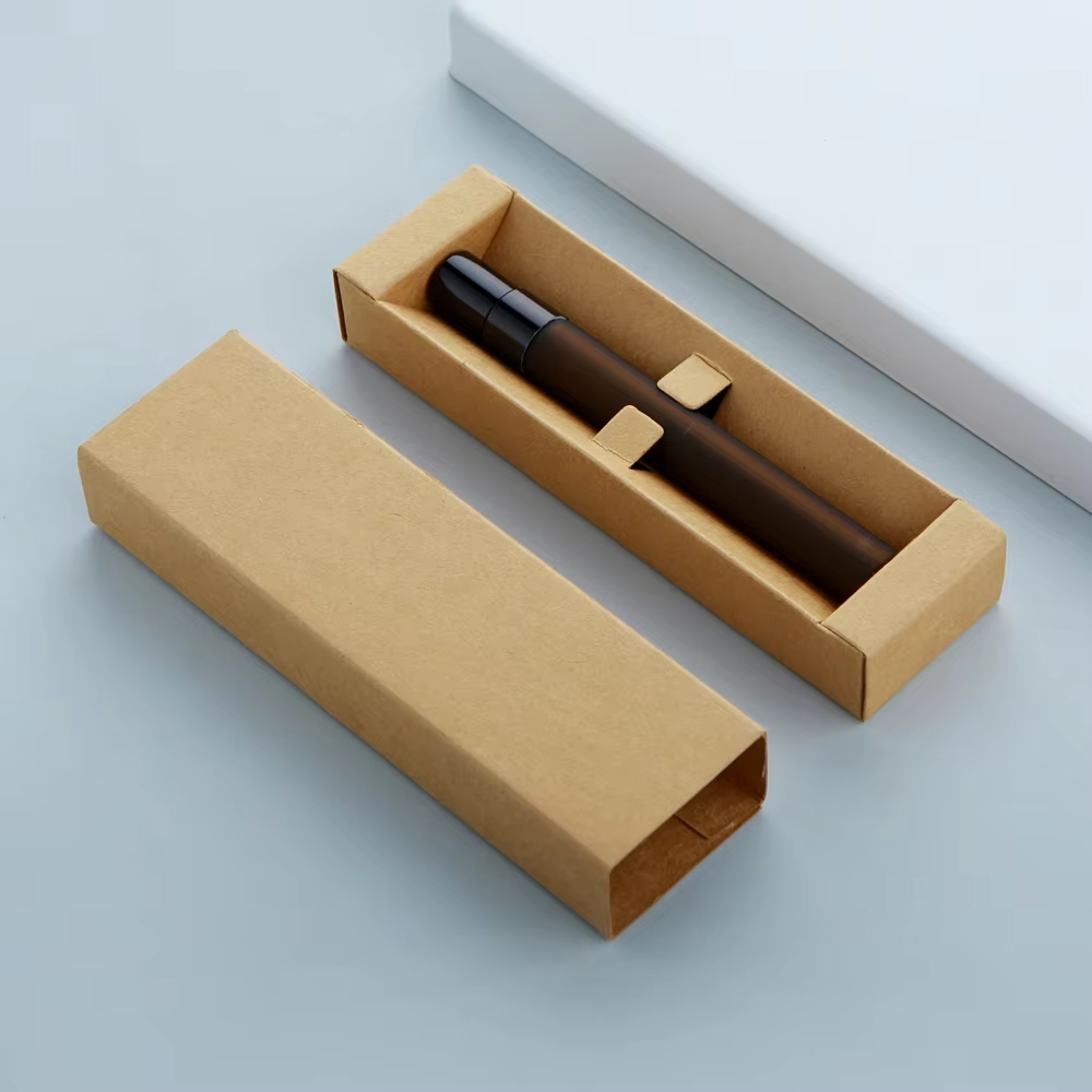 Matte amber perfume bottle + Black sprayer + Kraft box