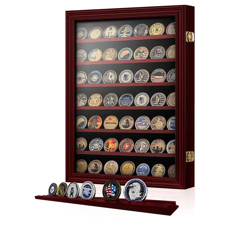 La custodia per espositore per monete in legno massello contiene 100 monete scatola di imballaggio in legno per monete militari con rimovibile