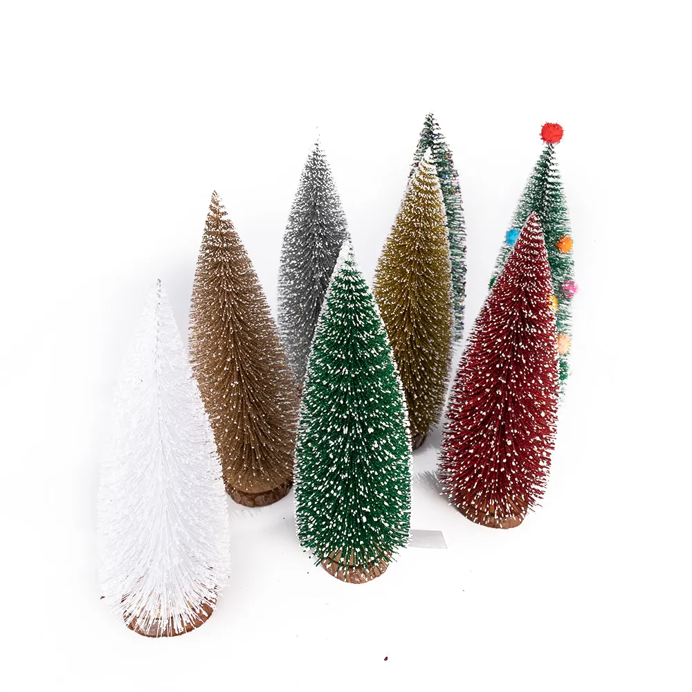 Pincel artificial em mini pinheiro para decoração, pincel para garrafa de pinha pequena para festa de natal e casa