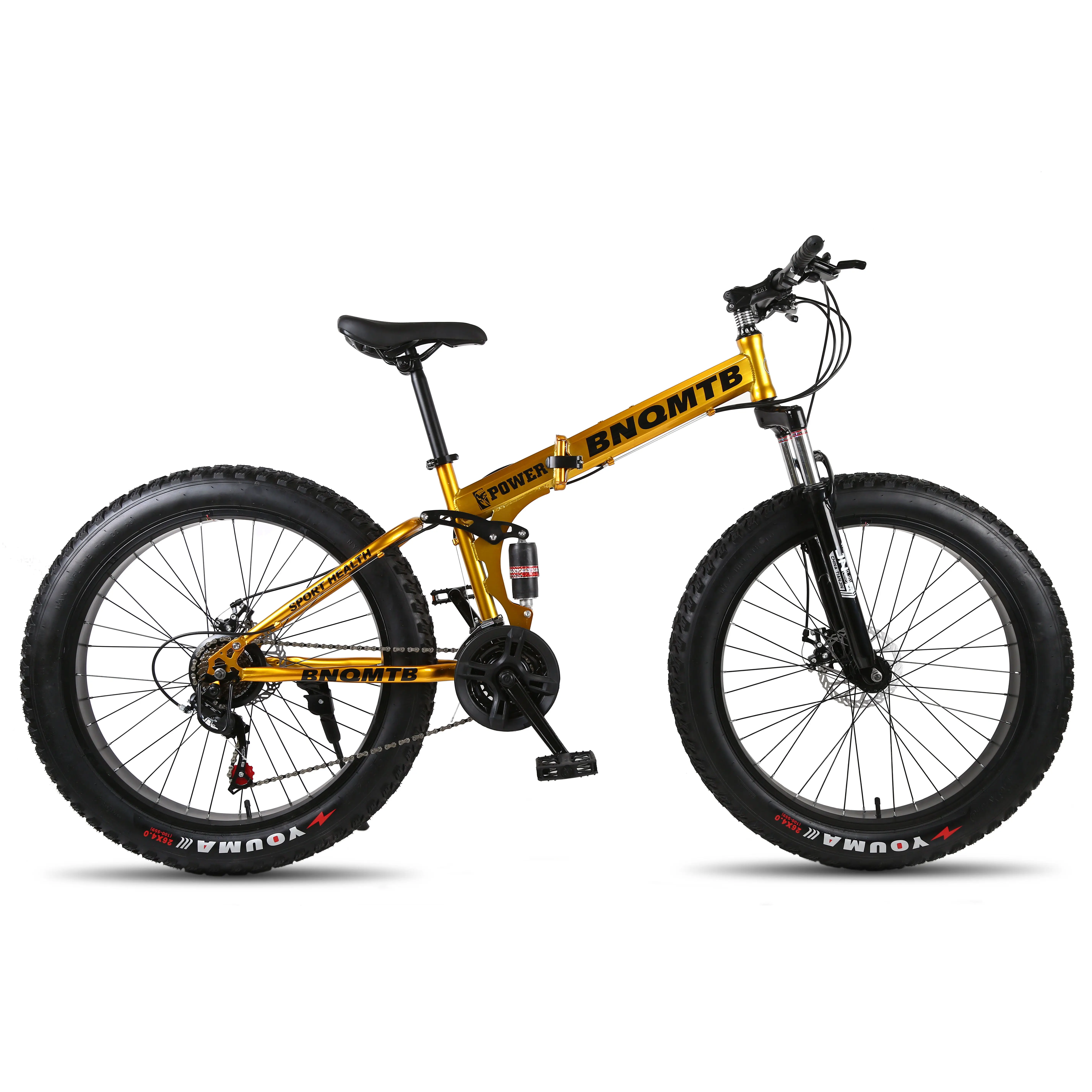 2023 nuovo 26 pollici grasso pneumatico Mountain Bike carbonio cerchio pieghevole bici da spiaggia con leva del cambio in lega di forcella di alluminio prezzo a buon mercato di fabbrica