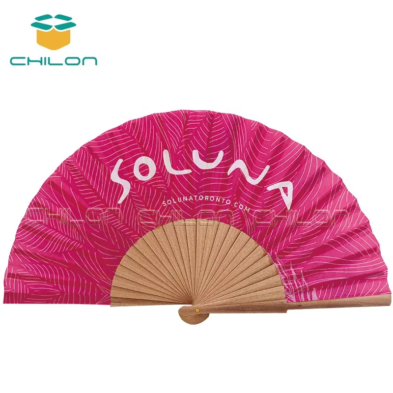 Atacado Marca De Casamento Espanhol Promoção Logotipo Personalizado Imprimir Folding Hand fã Wood Hand Held Fan Bulk Custom