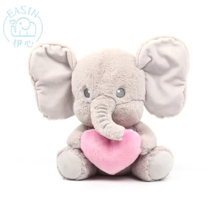 Atacado personalizado oem elefante pelúcia com coração, brinquedos, quarto do bebê, decorativo para dormir, boneca recheada kawaii, animal, criança, brinquedo