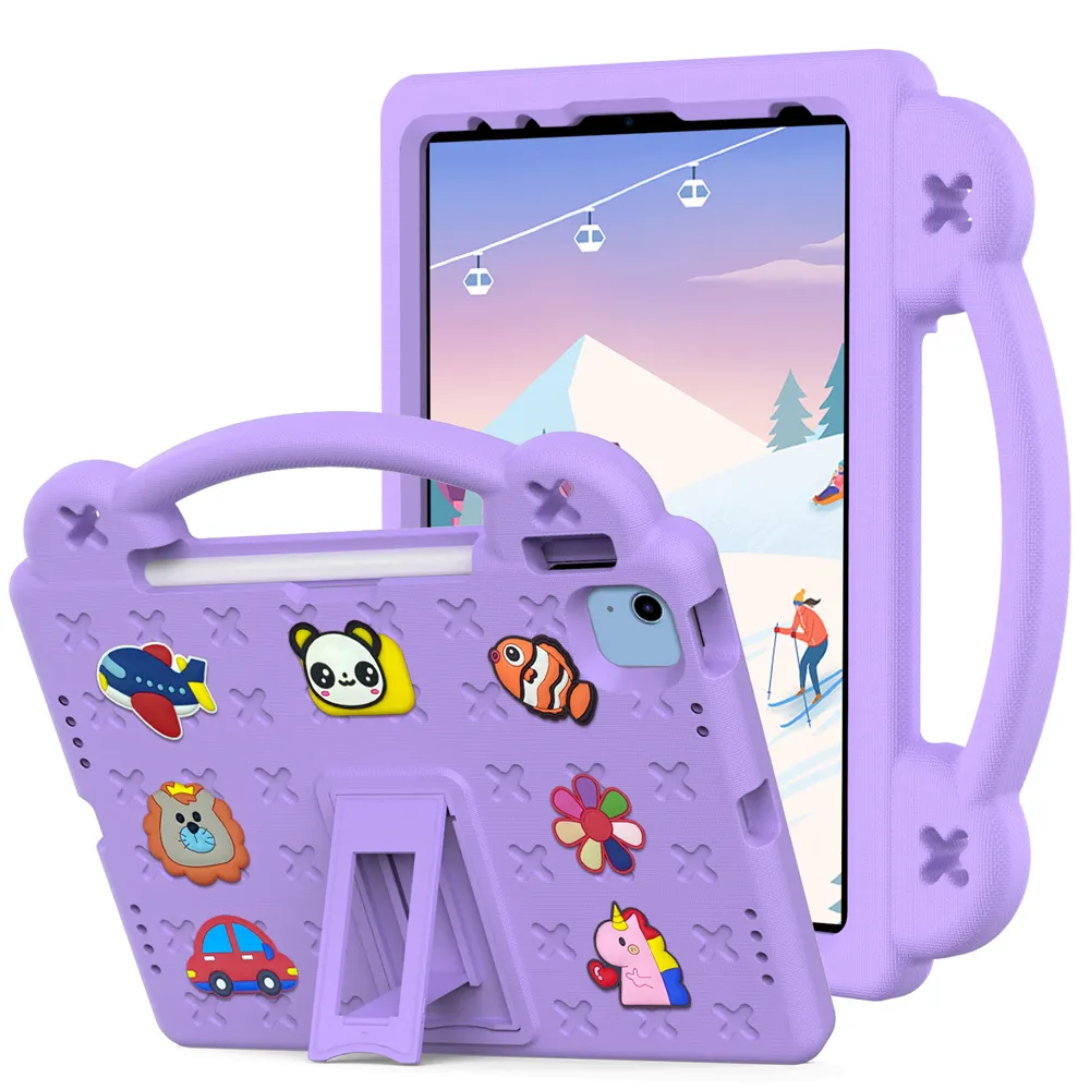 3D Cartoon Kid Children Design Kickstand 10 Inch Tablet Covers DIY Mix and Match Accessories Hole Silicone Case for ipad 10.2 10