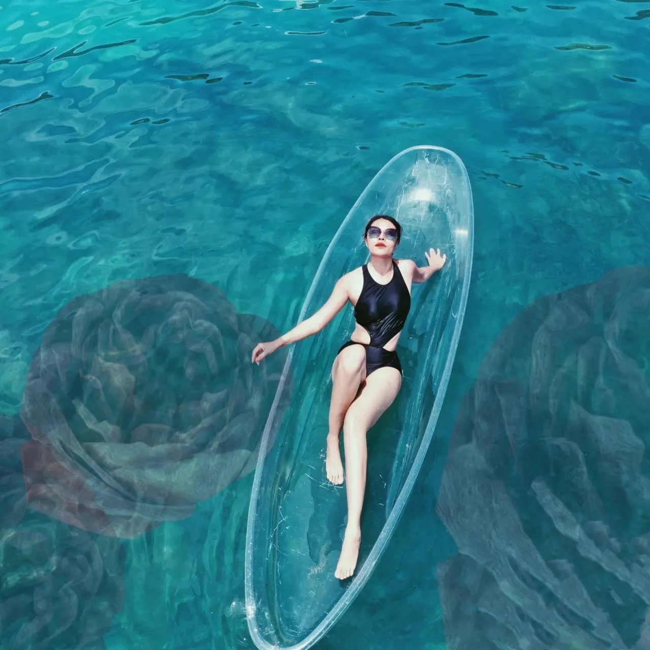 Fabricant nouveau design kayak en polycarbonate transparent/bateau de pêche transparent/canoë pc en cristal