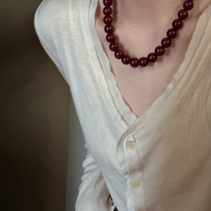 S925 Silver Korean Niche Design Angola <strong>Red</strong> Fall and Winter Artificial Pearl Necklace Korean Style Wind Simple Collarbone <strong>Chain</strong>