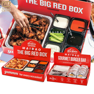 カスタムデザインプリント米ミールランチテイクアウトアルミホイルボックス錫ホイルトレイ食品包装箱ケータリング用ホットフードボックス