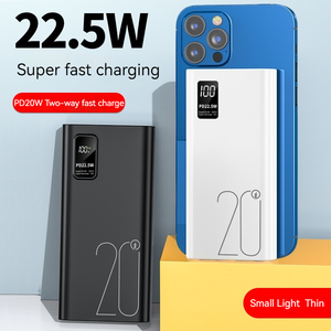 הדגם האחרון 22.5W פלט מסוג C סופר מהיר טעינה פאוור בנק 20000mAh תצוגה דיגיטלית קיבולת אמיתית PD20W 20000mAh בנק כוח
