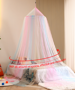 Letto di lusso per bambini zanzariera arcobaleno Design circolare solido modello a maglia tecnica di riempimento in fibra per la decorazione della stanza delle ragazze - Product Image 4