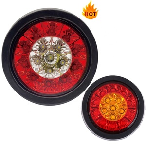 Römork işıkları kırmızı amber beyaz TL128 4 inç yuvarlak kamyon işık 16LED çift renkli Led yuvarlak fren dönüş arka kuyruk lambası para camiones