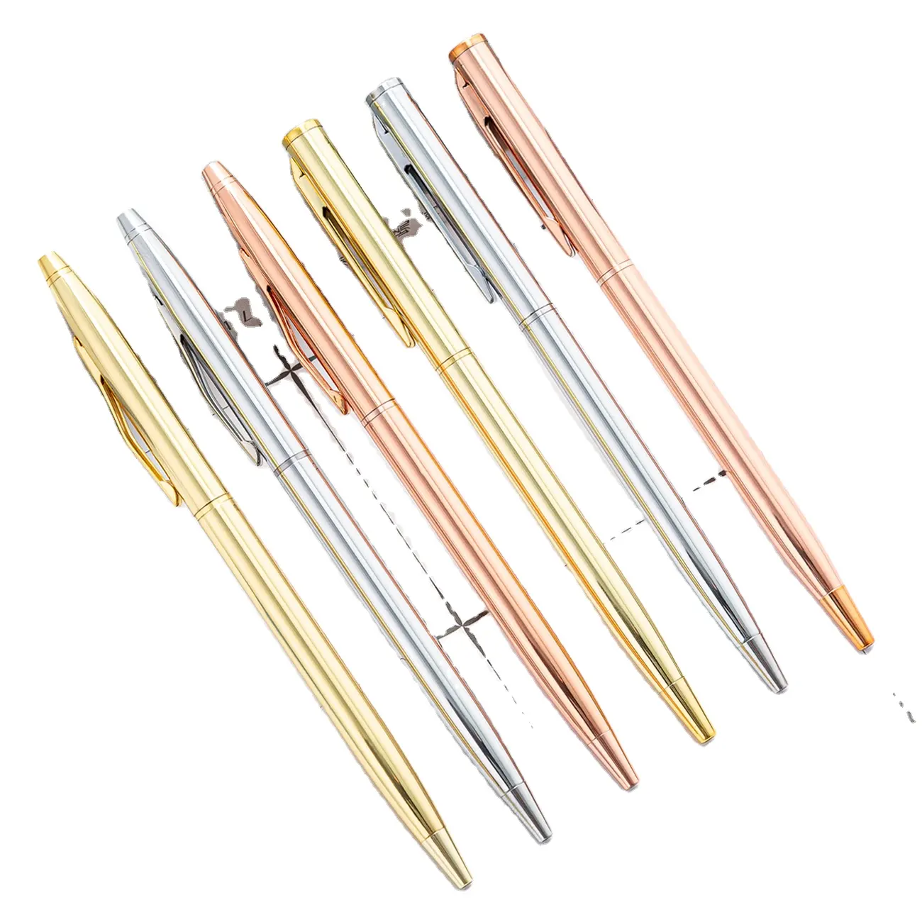 Hot selling high quality rose gold metal twist ball pen custom logo slim luxury hotel pen