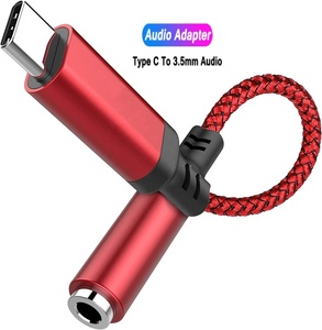 USB tip C için 3.5mm kadın kulaklık adaptör jak 20cm naylon örgülü USB C için 3.5mm Aux ses Dongle kablosu iPad Pro Macbook - Product Image 1