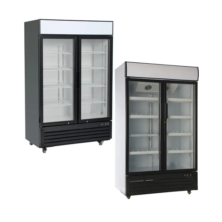 Porte en verre verticale réfrigérateur à boissons froides 2 portes réfrigérateur à boissons