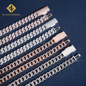 En çok satan 13mm iki satır iki ton renk buzlu Out Hip Hop rapçi takı GRA sertifikaları kutusu toka Moissanite küba bağlantı zinciri - Product Image 2
